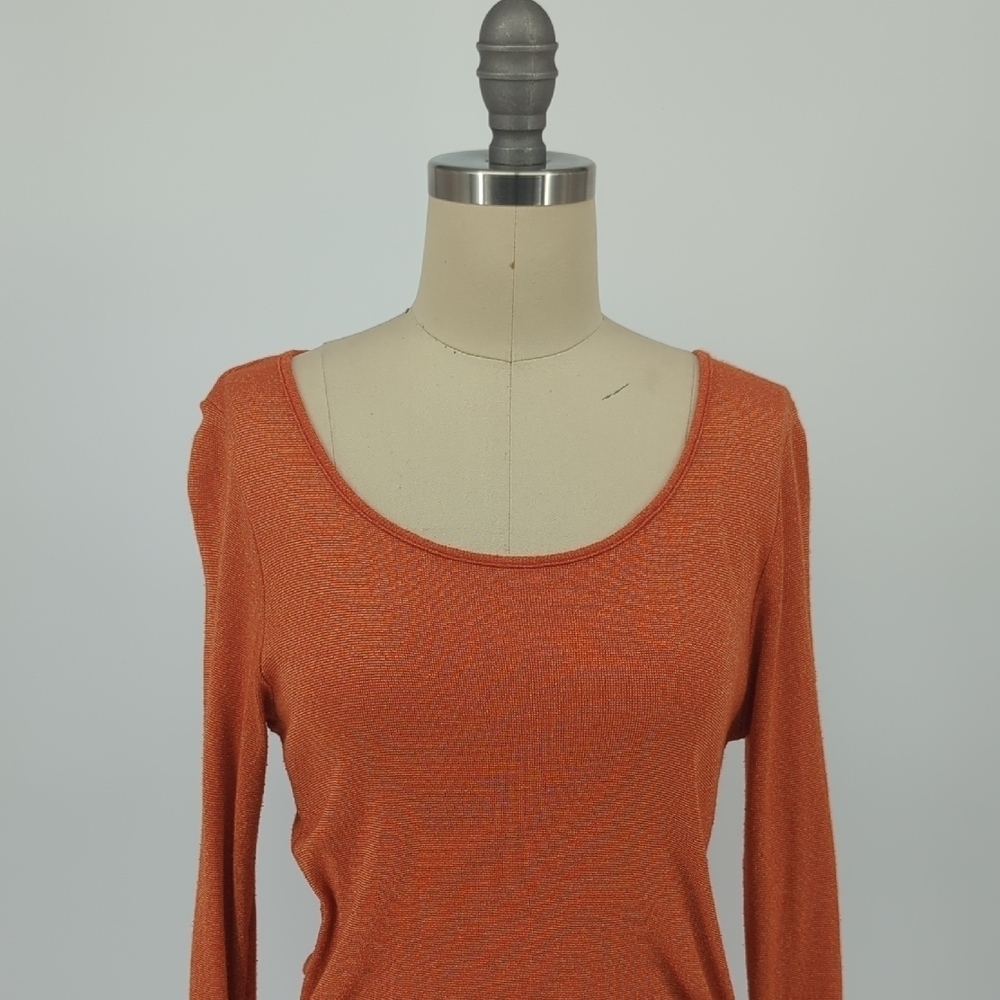 Michael Stars Sparkle Ruched Knit Dress Orange S/M maternity bohemian stretchy - Picture 3 of 6